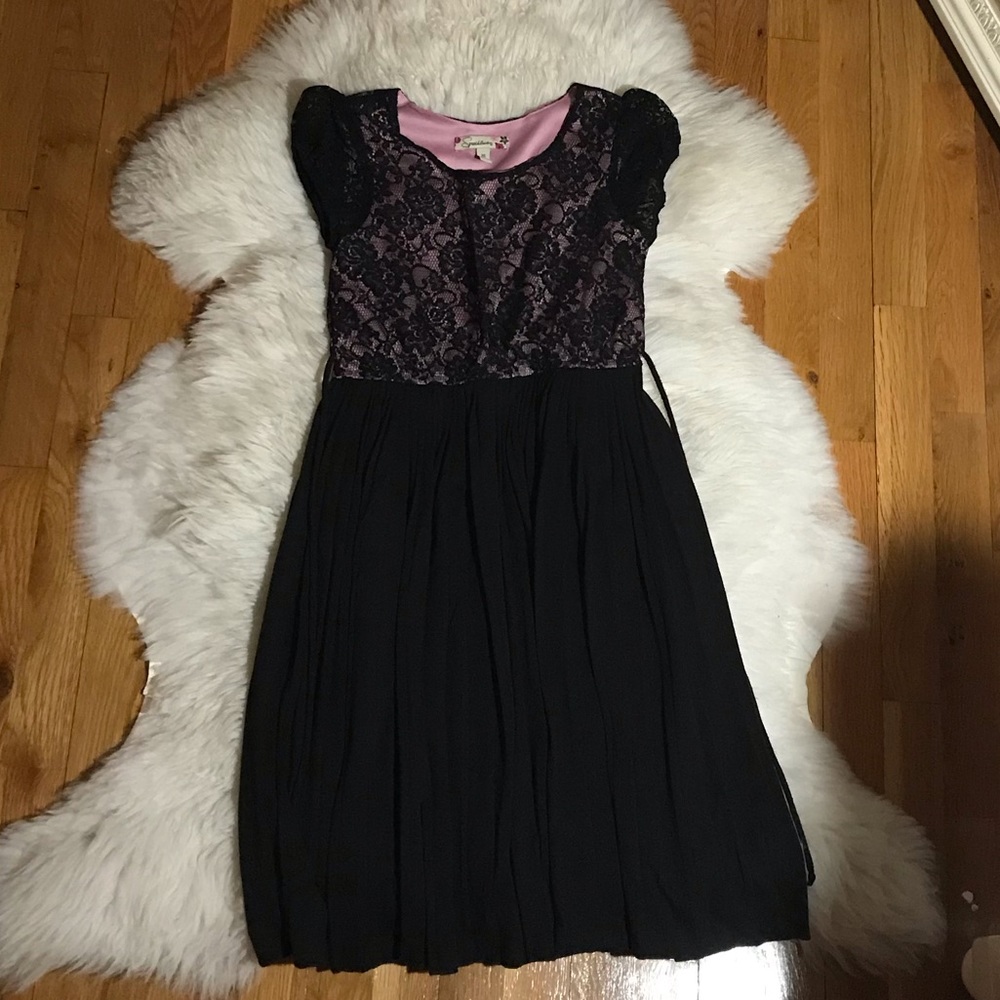 Girls Black and Pink Lace Dress